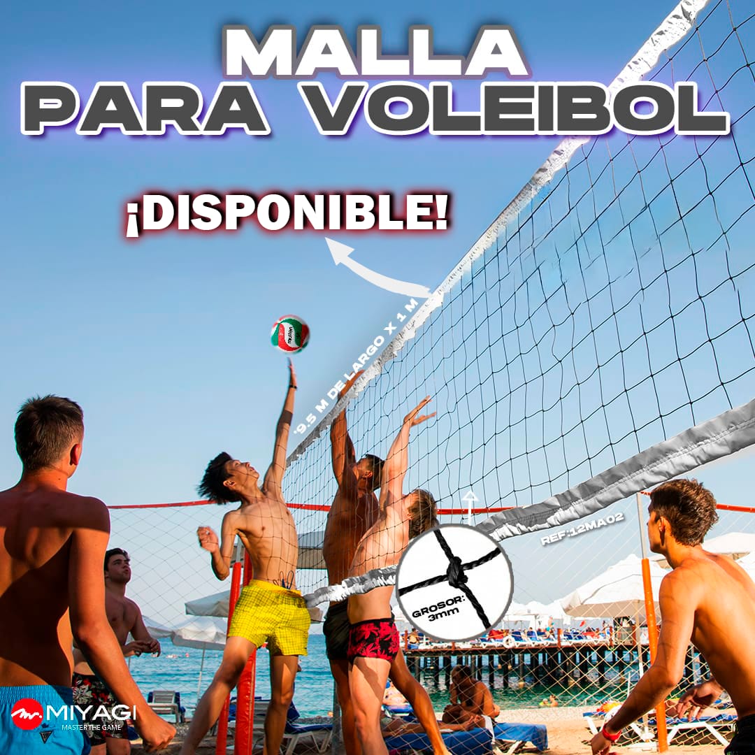 Malla Voleibol En Nylon 12MA02 - MIYAGI COLOMBIANegro